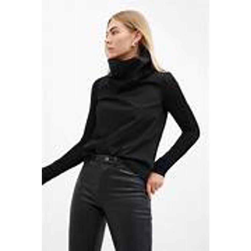 Marcella Black Atlantic Turtleneck Mixed Media Top Size XS NWT $102